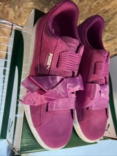 PUMA Suede Heart Junior Low Shoes Rose Violet White 365009 03 Size US7C/UK6/EU39