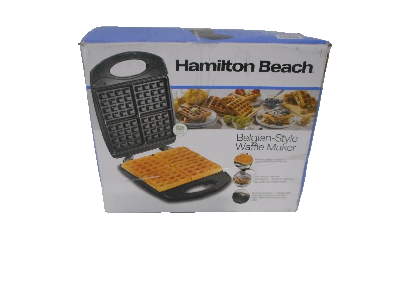 Hamilton Beach - 4-Waffle Belgian-Style Waffle Baker - Stainless Steel