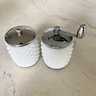 Vintage Olde Thompson Salt Shaker & Pepper Mill Hobnail Milk Glass