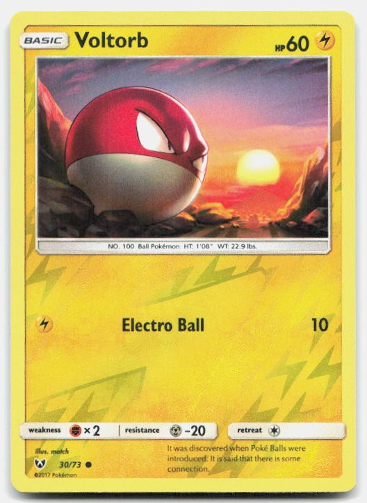 Shining Legends Voltorb 30/73 NM Pokemon Reverse Holo Common Tcg Card
