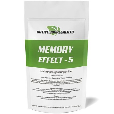 Memory Effect 5-HTP Kapseln 250mg Hochdosiert Griffonia Extrakt Vitamin Komplex
