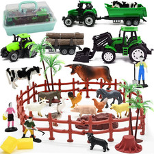 Farm Animals Figures Playset, 40 Pcs Farm Toy Tractor with Plastic Farm Animals