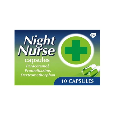 GSK Night Nurse 10 Capsules All in One for Cold/Flu Relief ( Max 1 Box )