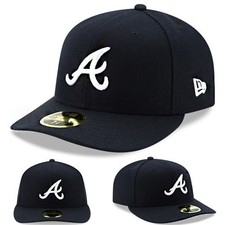 New Era Atlanta Braves Navy Fitted Hat MLB Authentic Road 2017 Low Profile Cap