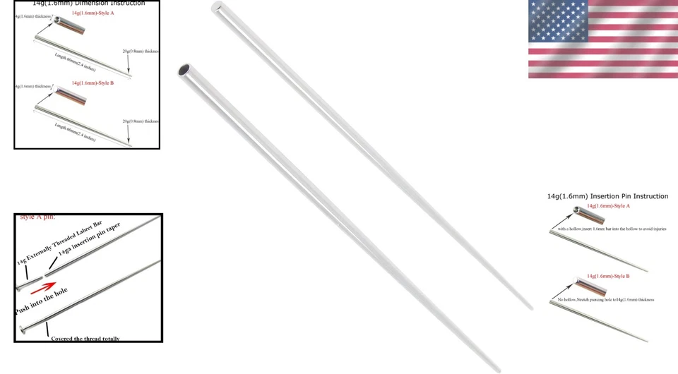 Конические вставные штифты 316 л из нержавеющей стали для безопасного пирсинга тела (2 шт.) - Изображение 2 из 4