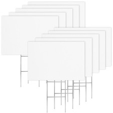 10 Pack White Corrugated Plastic Yard Signs 17x12 Inch Large Blank Custom Law...