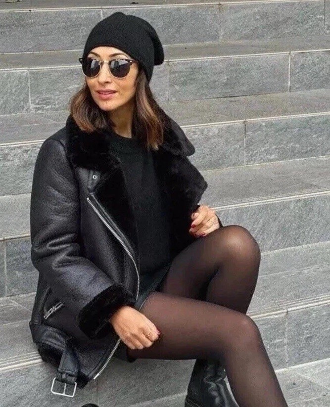 Zara 2969/253 Double-Faced Biker Jacket Size M - Black for sale