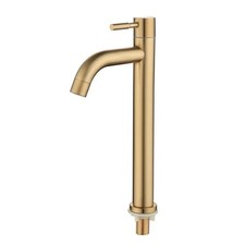 Brushed Gold Bathroom Sink Taps Tall Basin Vanity Mixer Tap Single Lever Faucet