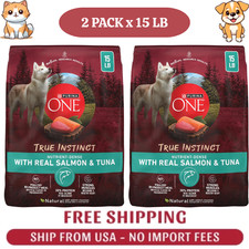 2 PACK Purina ONE True Instinct Real Salmon Tuna Adult Dry Dog Food 15 lb