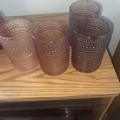 Fortessa D&V Jupiter Textured Flat Tumbler Glass 13 Oz Pink / Purple- Set Of 4