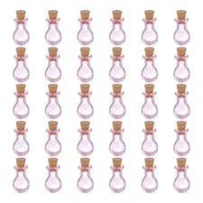 30 Pcs Small Long Bottled Mini Glass Bottles Jars with Cork Stopper, Pink