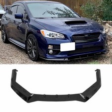 3PCS Front Bumper Lip Splitter ABS Plastic Glossy Black Subaru WRX STI 2015-2017
