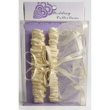 Vintage Wedding Bridal Ivory Double Lace Garters B.B. World- New In Box