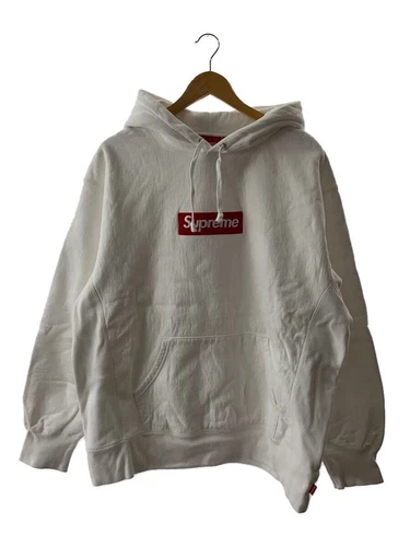Supreme Felpa con Cappuccio Box Logo Felpa con Cappuccio Texturizzata L Cotone Bianco Usata