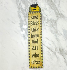 Christianity Wall Hanging Plaque Sign "God Bless This Home and All Who Enter"