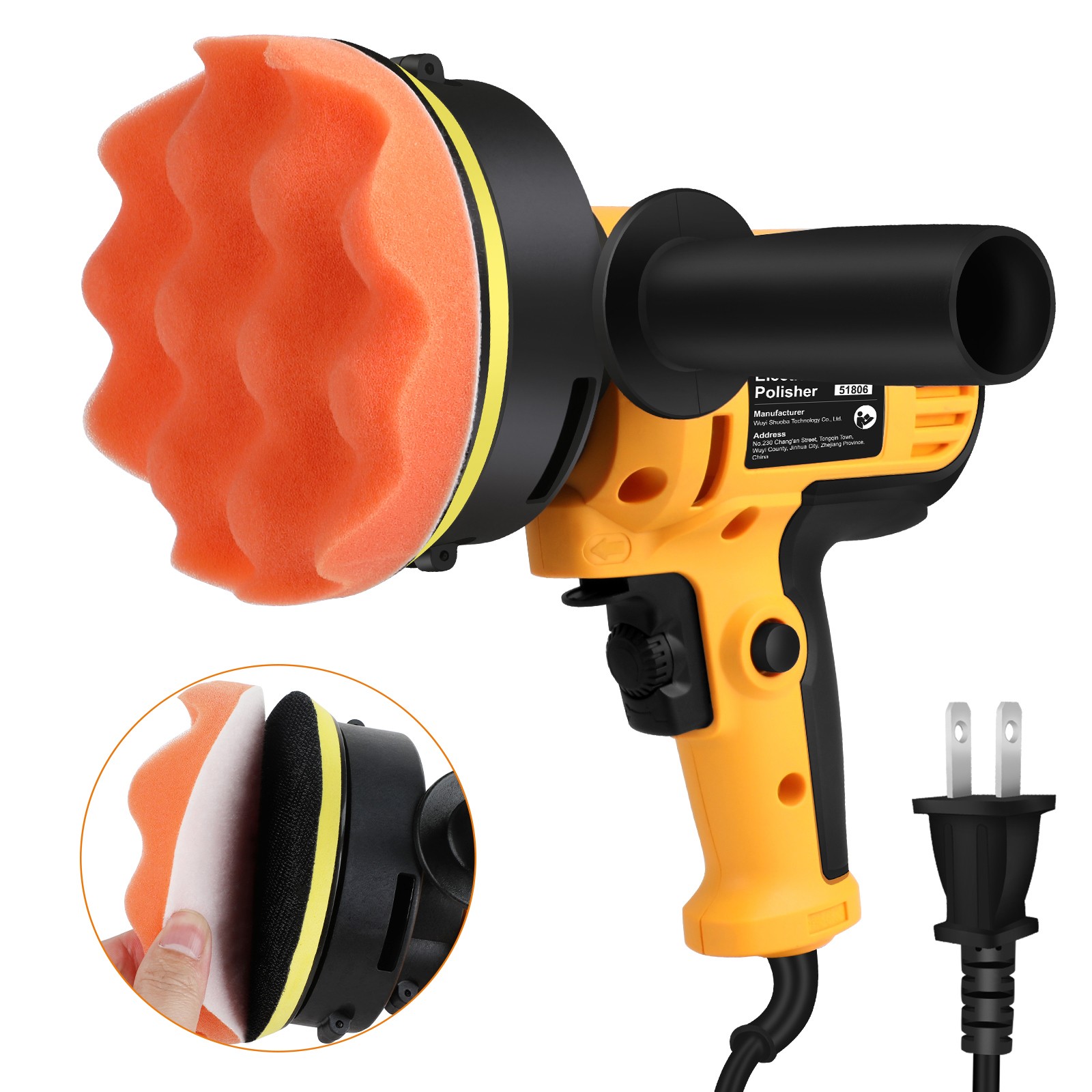 1000W Car Polisher Buffer Sander Polishing Machine Kit Waxing with 5" Pad Bonnet