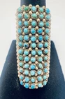 Vintage Zuni Style Sterling Silver Large Snake Eyes Turquoise Ring 12 Rows Sz 6