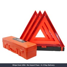 3 Pack Foldable Warning Reflective Triangles with Carrying Case, Heavy Base Road