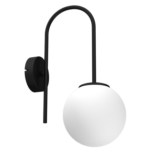 Wandlampe Blendarm Glas Kugel Metall Schwarz Weiß E14 Wohnzimmer Wandleuchte-image