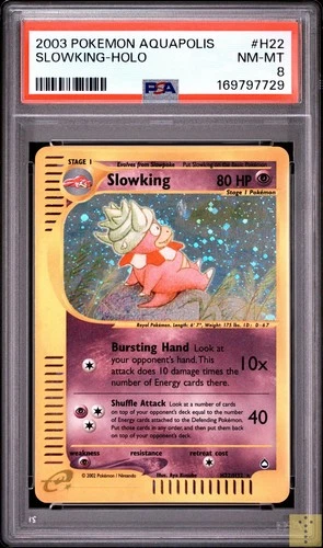 Slowking Holo H22/147 Aquapolis Pokemon PSA 8