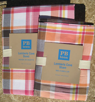 POTTERY BARN  ~ LAMBERTS COVE ~ TWIN DUVET + 1 STANDARD SHAM ~ BEDDING ~ PB TEEN