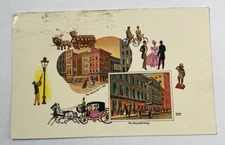 Vintage Postcard ~ The Berghoff Restaurant 1898 & Today ~ Chicago Illinois IL