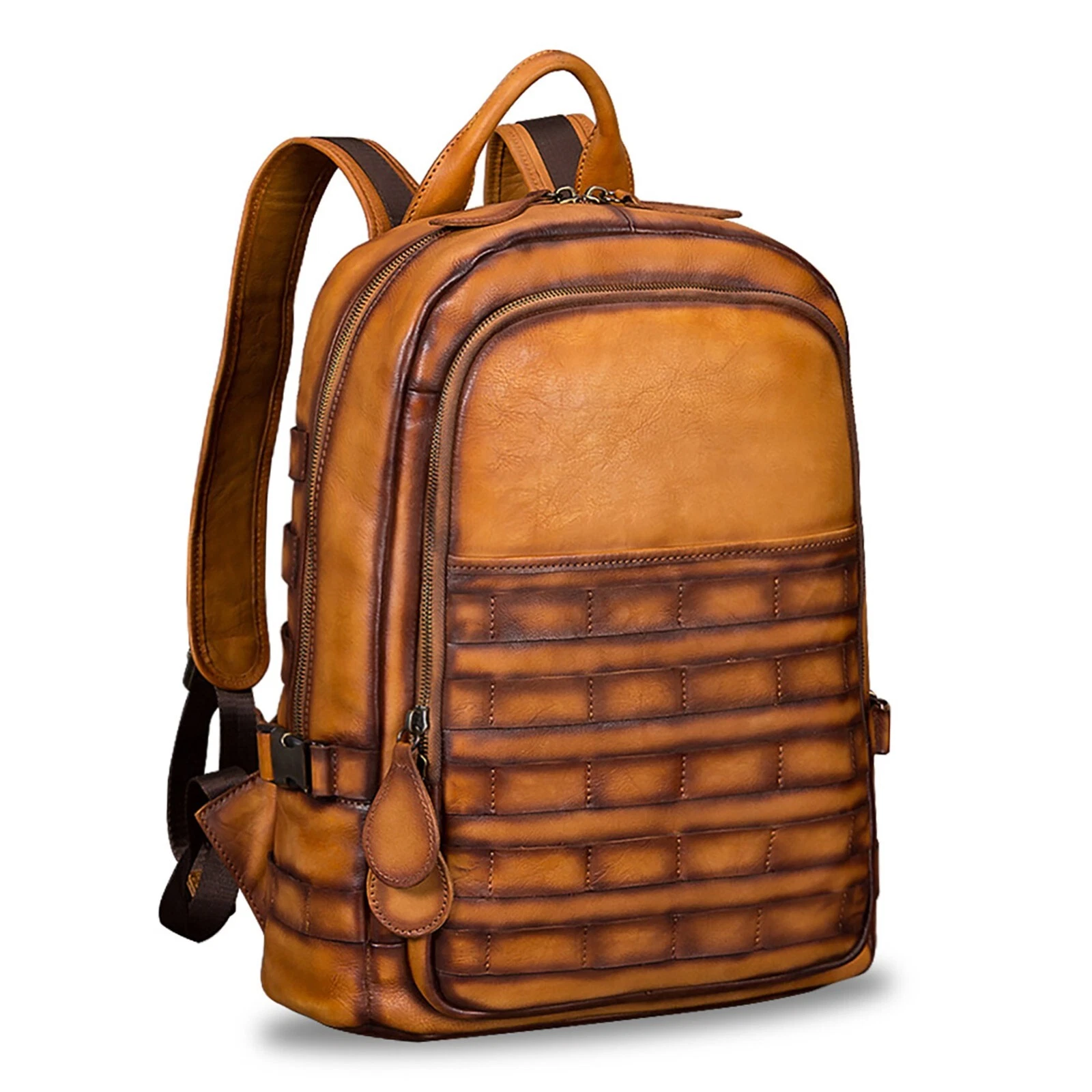 Genuine Leather Large Backpack Purse for Men Knapsack Rucksack Bag Laptop Travel