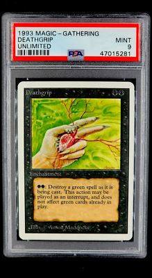 1993 MtG Magic the Gathering Unlimited Death Grip Uncommon PSA 9