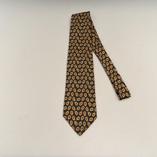 Brooks Brothers Makers Silk Tie Black Gold Paisley Print Made in USA