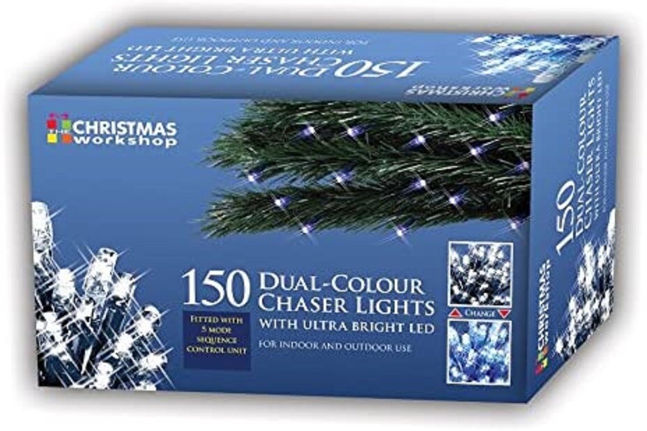 Christmas Lights 150 LED Dual Colour Chaser Lights Bright Blue Bright White79990
