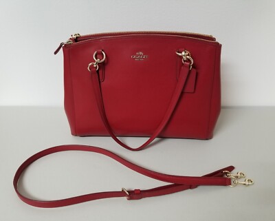Auth COACH #36606 Red Crossgrain Leather Christie Carryall, Retail