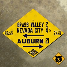 Grass Valley Auburn California CSAA highway 49 road sign auto club AAA 17x13