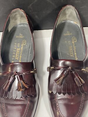 Mens Bally Burgundy Italian Leather Tassel Loafers Bally Men main image 2