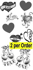 2 Love Heart Temporary Fake Tattoos Waterpoof Mom Dad affection Body Transfer