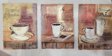 Lot 3 ~ Resin Decorative Wall Pieces Coffee Theme Espresso Lavazza Chocolate Bar