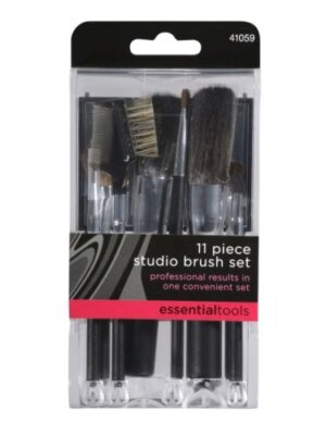 Essential Tools 11 Piece Studio Brush Set with Mirror and case NEW