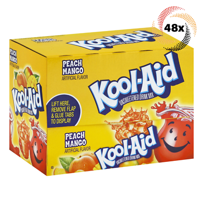 Full Box 48x Packets Kool-Aid Peach Mango Caffeine Free Soft Drink