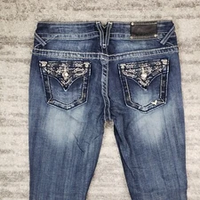 Vigoss Jeans Womens 3/4 The Dallas Slim Bootcut Low Rise Blue Measure 29x32