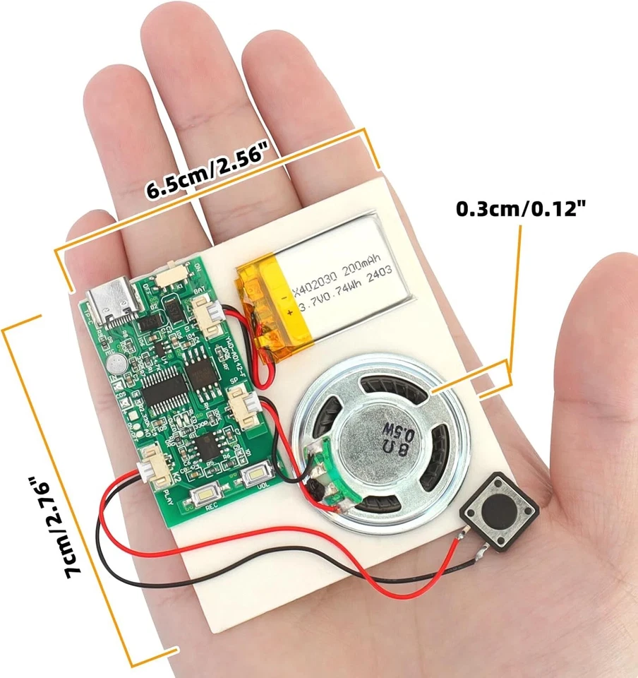 2Pack 16Min PUSH BUTTON RECORDABLE Device Voice Module Music Sound Chip Musical - image 3 of 4