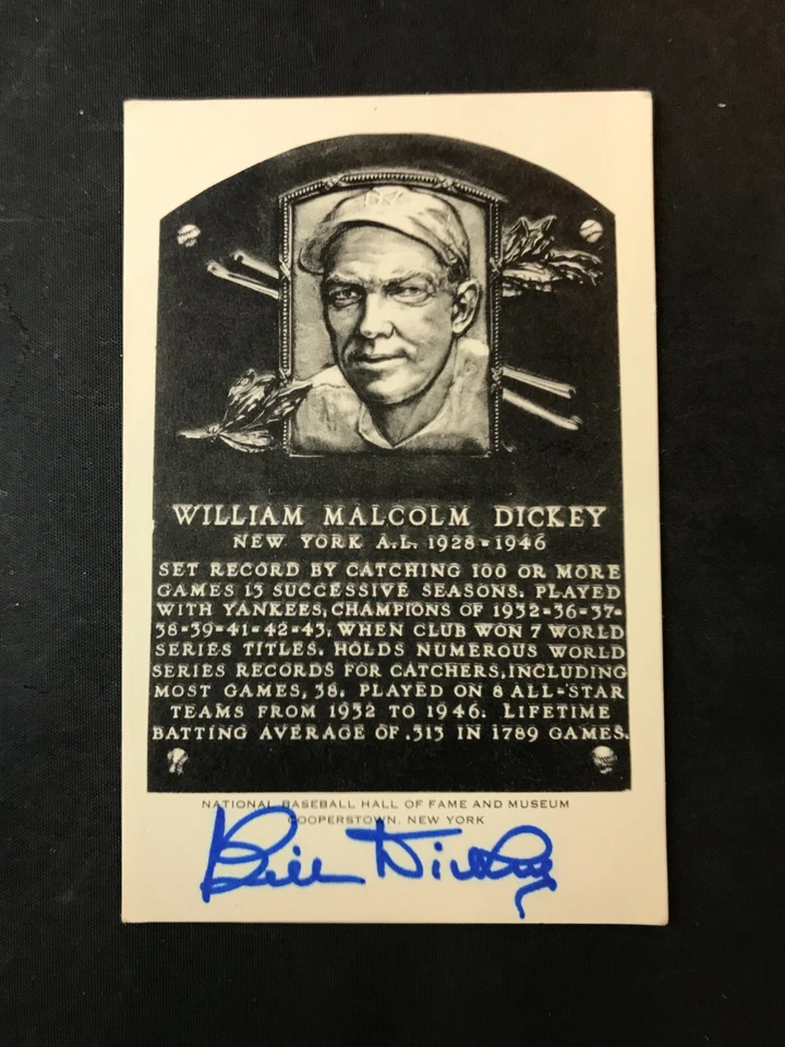 Bill Dickey HOF Signed/Auto HOF Plaque rare Artvue Type 2 Postcard JSA CERT - Image 2 of 3