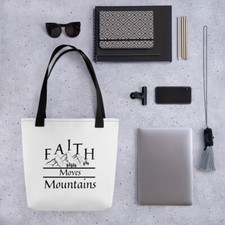 Faith Moves Mountains Christian Tote bag
