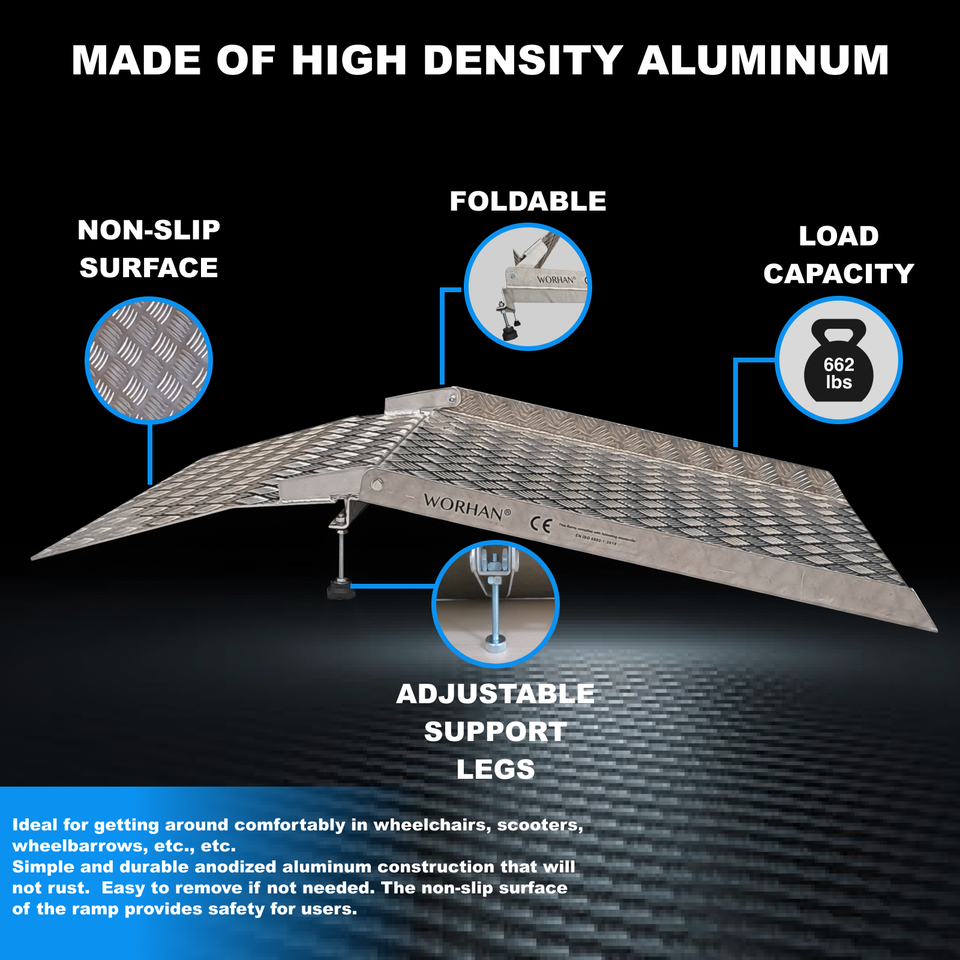 WORHAN® Rigid Threshold Ramp for Wheelchair Loading Platform Anodized ...