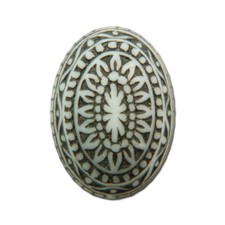 Vintage Etched Mosaic Black and White Cabochons 18x13mm 6 cab714A