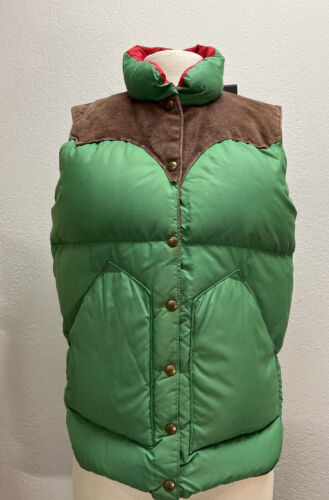 Vintage Rocky Mountain Feather Bed Down & Leather Vest 70s M  - Picture 1 of 9