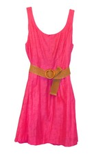 Nine West Women's Pink Fit And Flare Belted Textured Dress – Sz 14
