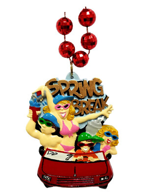 Spring Break Car Girls Beach Mardi Gras Bead Necklace