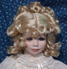 Vintage New Bell Doll Wig Kaitlyn Platinum Blonde curls long 13 14"