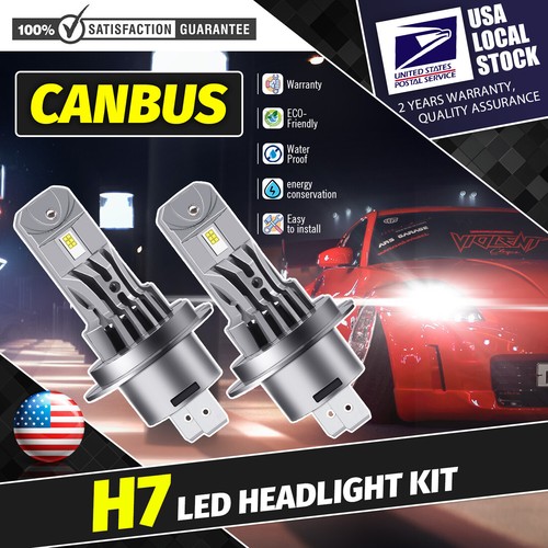 2x NEW Fanless CSP H7 LED Conversion Kit 60W DRL Headlight Bulbs 6000K White