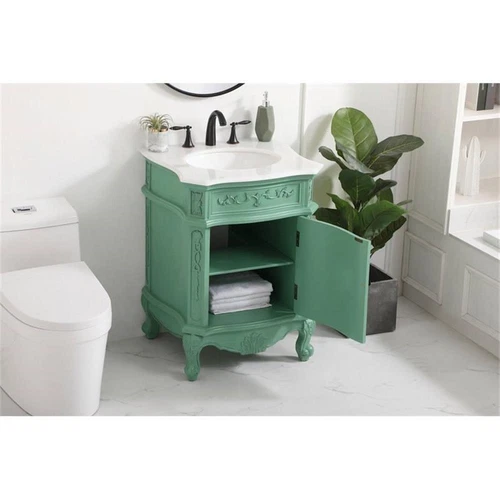 Elegant Decor Berkshire 24" Solid Wood and MDF Single Bathroom Vanity in Mint - Picture 8 of 8