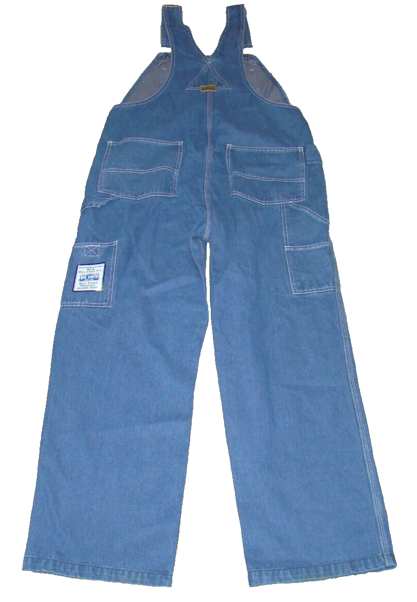 Big Smith Overalls Men's 34x30 Blue Denim Bib Cargo Carpenter Overalls